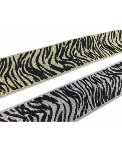 50 cm Besätze Gummiband Animalier Tiger Lurex hoch 4 cm