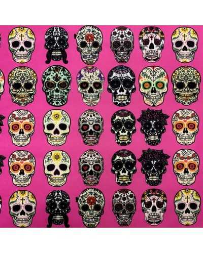 50 Cm Satin Fabric Skull Print H 150