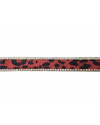 50 Cm Pasamanería Animalier Termoadhesivo Strass Leopardo Alto 15 Mm