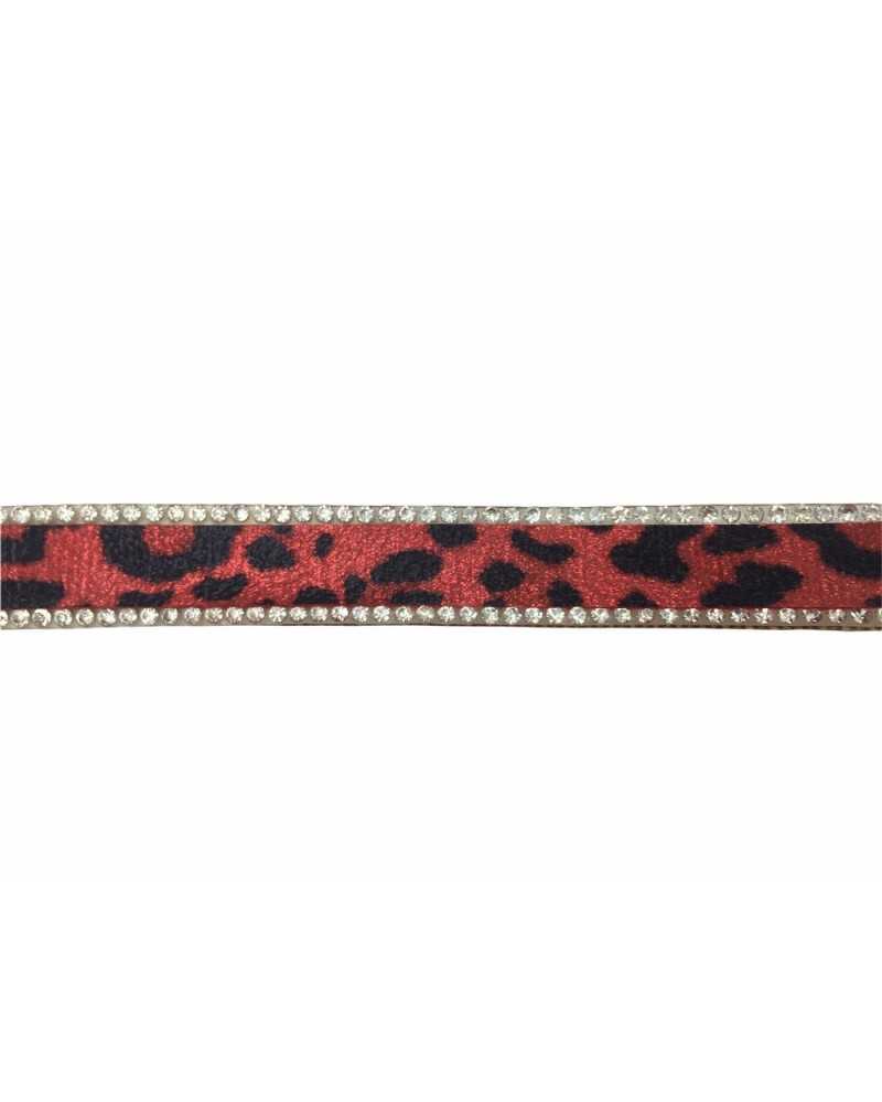 50 Cm Pasamanería Animalier Termoadhesivo Strass Leopardo Alto 15 Mm