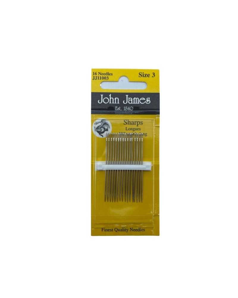 16 Aghi Taglienti Sharps Cucire a Mano Mis.36 Punta Tre Stelle John James Alti 45 Mm