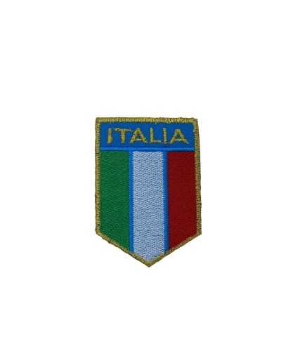 Thermoadhesive Application Lurex Embroidered Patch Italy Shield 5x7 Cm