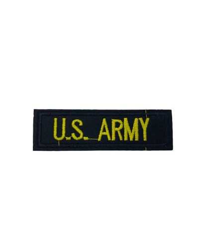 Toppa Patch Thermal Adhesive Fabric Embroidered Written Yellow U.S. ARMY Black Base 90x25 Mm