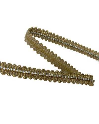 Passementerie Bord Couvrant Or Brodé Strass 2 Mm Haut 12 Mm