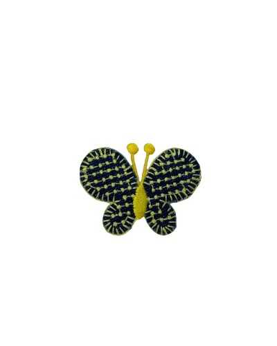 Iron-on Fashion Application Patch Butterfly Embroidery Yellow Blue 45x30 Mm