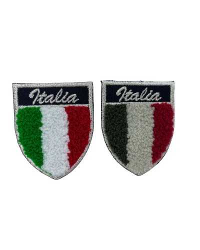 Application Patch Iron-on Patch Fabric Embroidery Silver Lurex Shield Italy Flag Sponge 5x4 Cm
