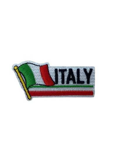Thermoadhäsive Applikation, Flaggenaufnäher mit Aufschrift Italien, 5 x 2 cm