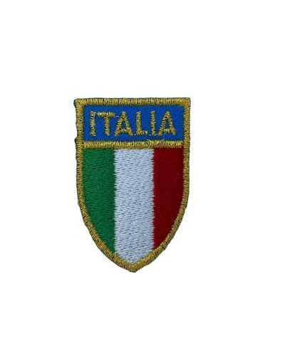 Iron-on Application Lurex Embroidery Patch Italy Shield 30x45 Mm