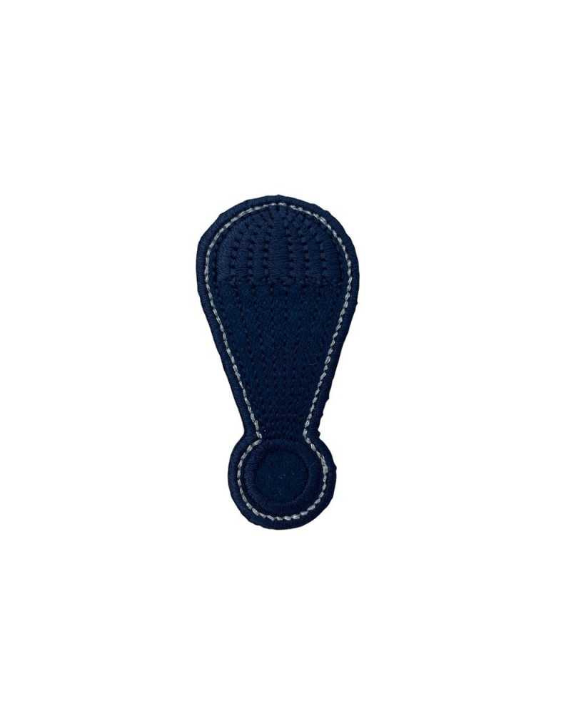 Applicazione Termoadesiva Ricamo Lurex Argento Patch Paracadute 6x3 Cm