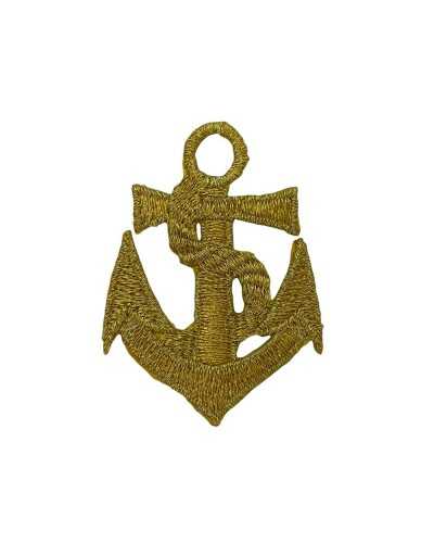Application Iron-on Patch Embroidery Anchor Gold Lurex 55x40 Mm