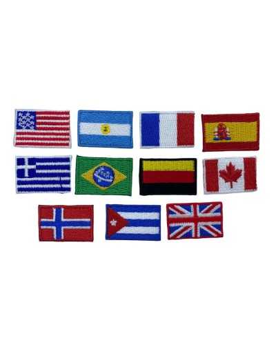 Applicazione Termoadesiva Ricamata Patch Marbet Bandiera Stati Mondo 3x1,8 Cm