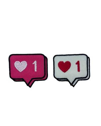 Application Patch Baby Iron-on Patch Embroidery SMS Message Heart N.1 Cm 4x4