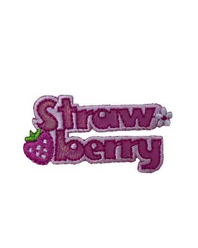 Application Embroidery Pink Strawberry Lurex Patch Patch 5x2 Cm
