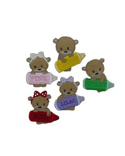 Thermoadhesive Application Beige Bear Baby Bottle Colors 6x6 Cm