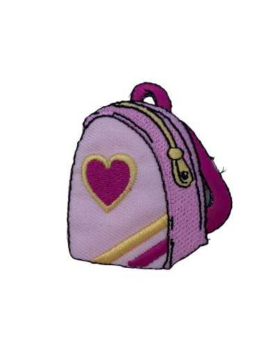 Thermoadhesive Application Pink Backpack Heart Embroidery Patch 5x6 Cm