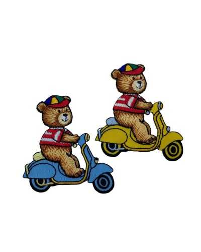 Thermoadhesive Application Embroidery Bear Moto Vespa Patch 6x7 Cm