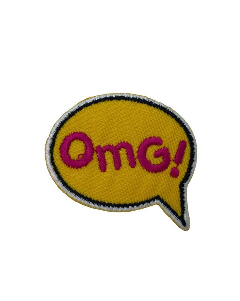 Application Iron-on Patch Embroidery Written OMG! 5x4 cm