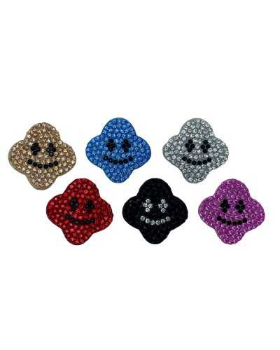 Application Patch Iron-on Patch Flower Smile Strass 3 Cm