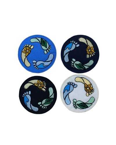 Application Iron-On Patch Embroidered Round Feet Planet 55x55 Mm