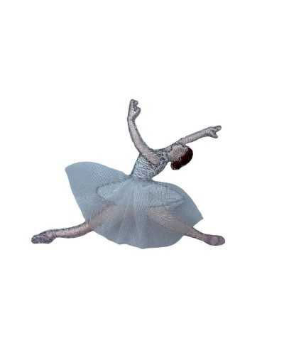 Thermoadhäsiver Applikationsaufnäher Marbet, bestickt, Ballerina-Ballett-Tutu, Organza, 6 x 6 cm