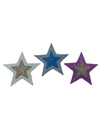 Application Iron-on Patch Double Glitter Star Embroidery 65x65 Mm