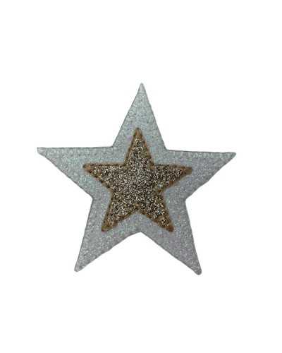 Application Iron-on Patch Double Glitter Star Embroidery 65x65 Mm