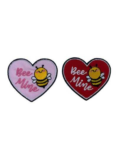 Application Patch Thermoadhesive Baby Embroidery Heart Bee BEE MINE 6x5 Cm