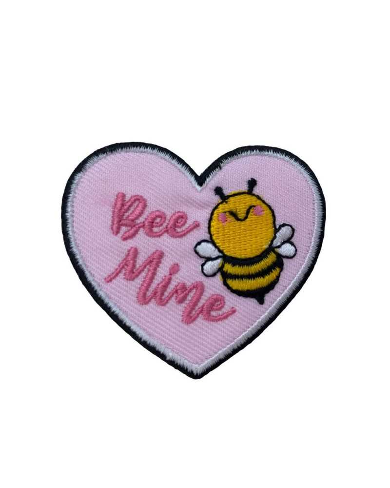 Application Ecusson Thermocollant Bébé Broderie Coeur Abeille MINE D'ABEILLES 6x5 Cm