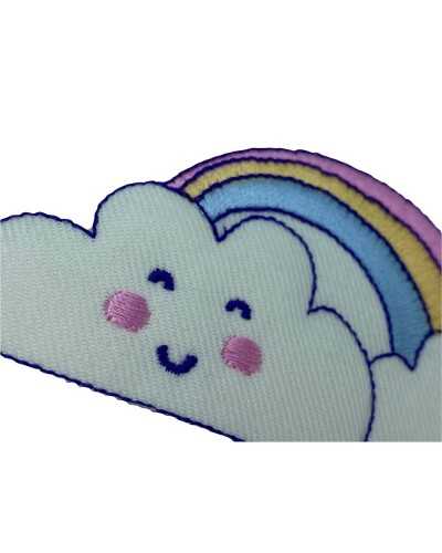 Application Iron-on Patch Rainbow Cloud Embroidery 95x45 Mm