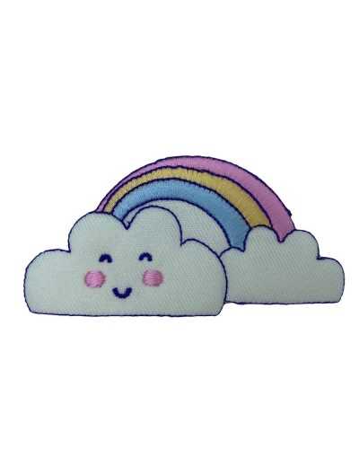 Application Iron-on Patch Rainbow Cloud Embroidery 95x45 Mm