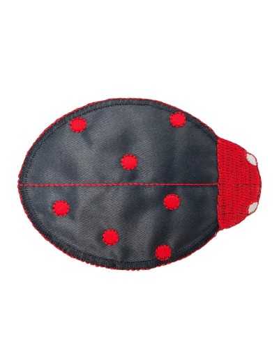 Thermoadhesive Application Ladybird Patch Shiny Satin Fabric Red Polka Dot Embroidery 95x65 Mm