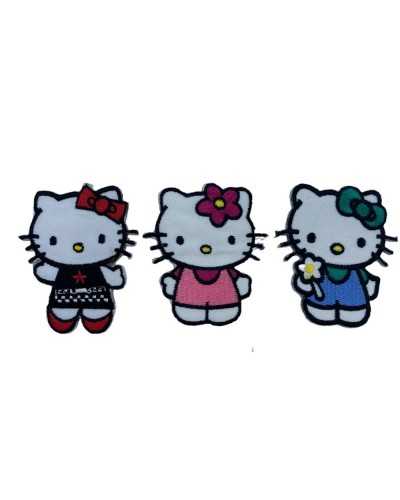 Aufnäher zum Aufbügeln, Stickerei, Aufnäher „Hello Kitty“, 6 x 5 cm