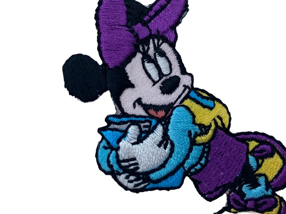 Application Dessins Animés Patch Minnie Mouse Tête Avec Noeud À Pois Mm  70x65