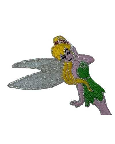 Iron-on Application Patch Embroidery Tinker Bell Silver Lurex Cartoon Character