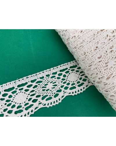 Trimmings Cotton Lace Medium Point Crochet Type Perforated Oval Design 5 Cm