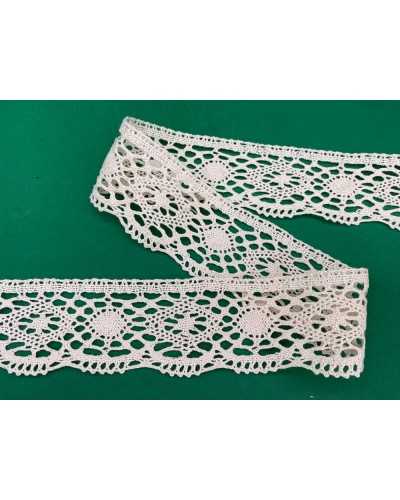 Trimmings Cotton Lace Medium Point Crochet Type Perforated Oval Design 5 Cm