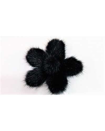Application to sew real black lapin fur flower model 10x10 cm