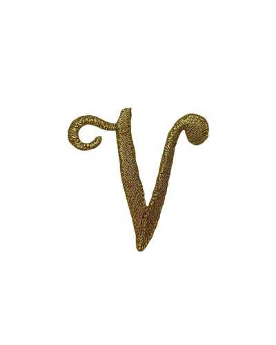 Iron-on Letter Alphabet Embroidery Full Stitch Italics Marbet High 25 Mm Col. Gold Lurex