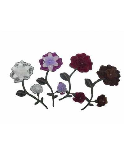 Application Iron-on Patch Embroidery Organza Flower Stem 16x7 Cm