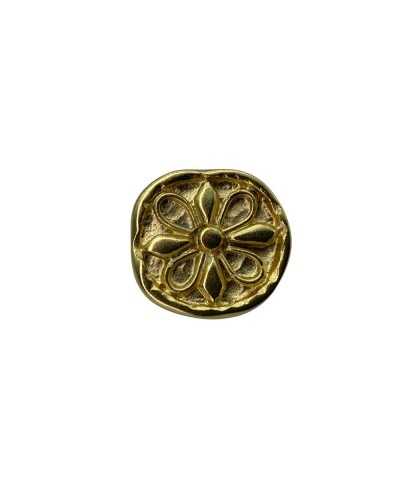 Bouton Métal Rond Boutonnière Tige Modèle Fleur Doré Mesure 2 Cm