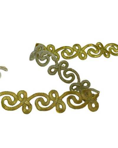 50 Cm Iron-On Trimmings Embroidery Gold Lurex Thread Infinity Swirl Design High 3 Cm