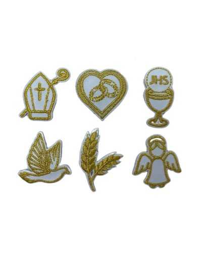 Application Iron-on Patch Satin Patch Embroidery Cross Sacred Church Gold Lurex High 35 Mm