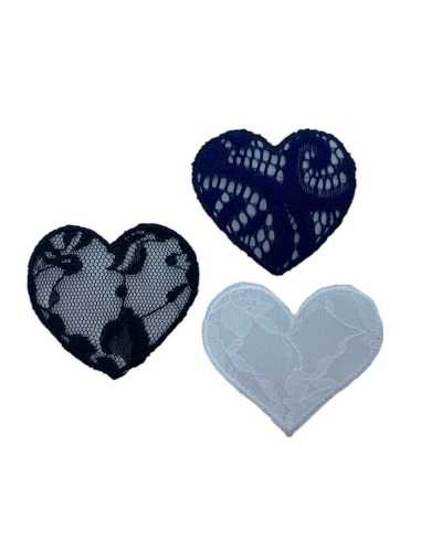 Thermoadhesive Application Embroidered Patch Marbet Lace Solid Color Heart 55x50 Mm