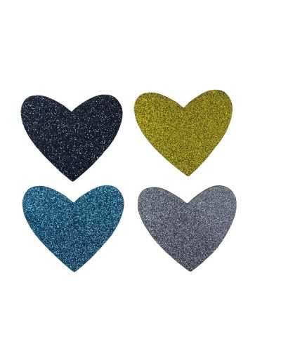 Thermoadhesive adhesive patch marbet heart glittered lurex solid color 7x6 cm