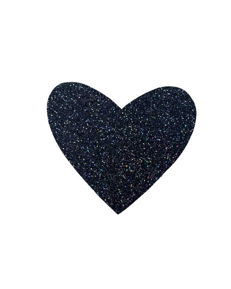 Thermoadhesive adhesive patch marbet heart glittered lurex solid color 7x6 cm