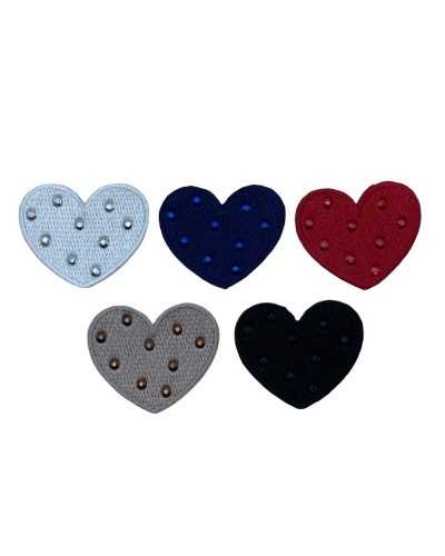 Thermoadhesive Application Patch Embroidered Heart with Strass Cm 4x3