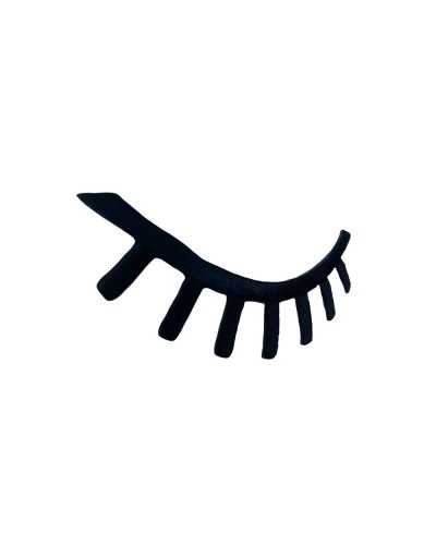Aufbügelbarer schwarzer Wimpernapplikations-Stickaufnäher, 8 x 3 cm