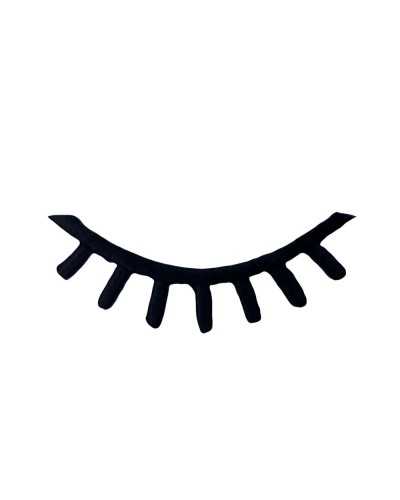 Aufbügelbarer schwarzer Wimpernapplikations-Stickaufnäher, 8 x 3 cm