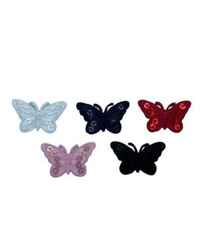 Application Iron-on Patch Embroidery Butterfly Sequins 35x20 Mm