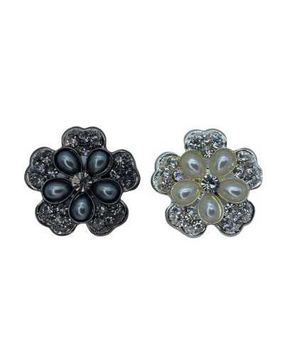 Broche Bijou Fleur Strass Pierres Goutte Métal Base Fente Mm 34